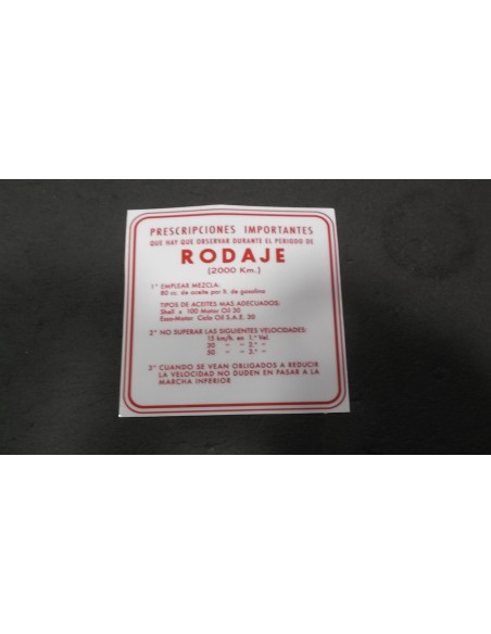 PEGATINA DE RODAJE VESPA