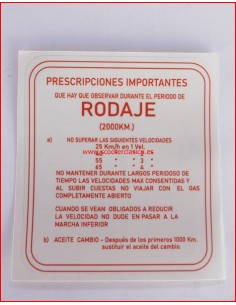 PEGATINA DE RODAJE VESPA 4...