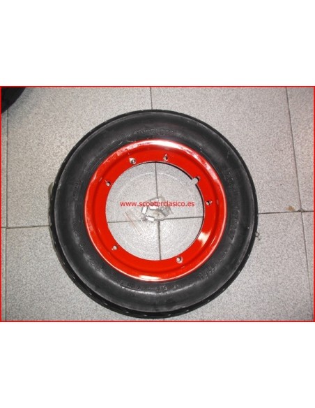 LLanta tubeless roja Vespa  con cubierta 