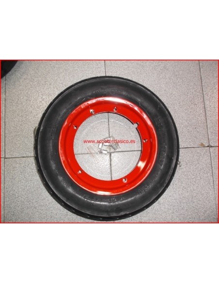 LLanta tubeless roja Vespa  con cubierta 
