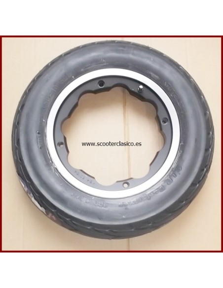LLanta tubeless negra Lambretta con Cubierta
